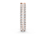 Rose gold Round Diamond Eternity Hoop Earrings with Pavé Setting and Shared Prong