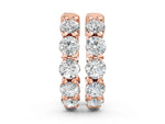 Rose gold Round Diamond Eternity Hoop Earrings with Scalloped Band and Four-Prong Setting
