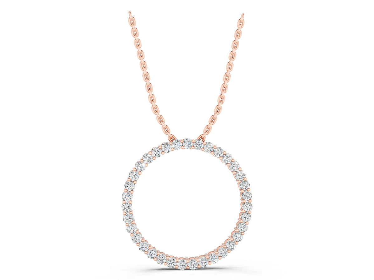 Rose gold Round Diamond Eternity Pendant with Prong Setting_1