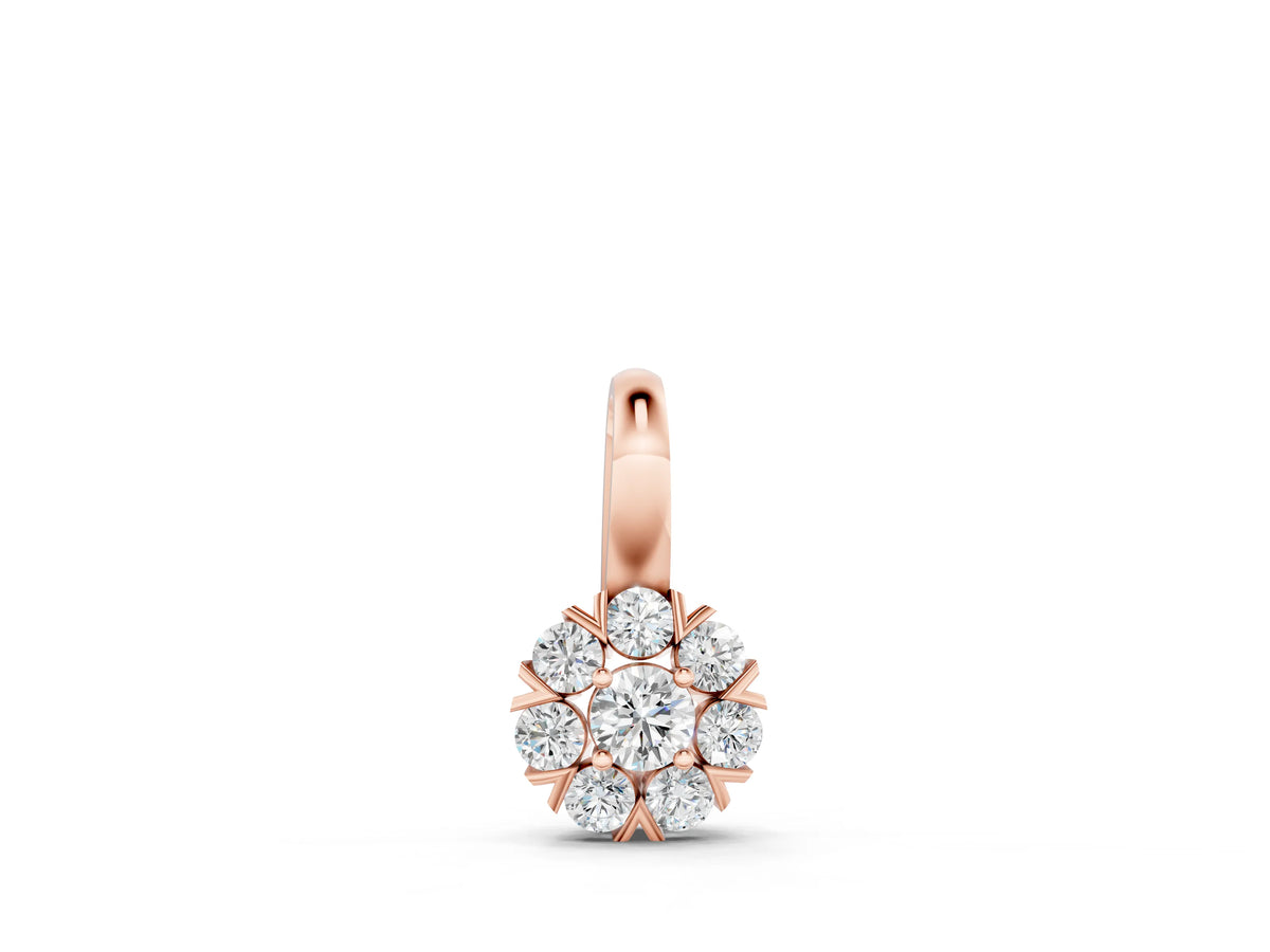 Rose gold Round Diamond Floral Cluster Pendant with Prong Setting