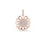 Rose gold Round Diamond Floral Halo Pendant with Prong Setting
