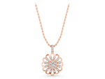 Rose gold Round Diamond Floral Halo Pendant with Prong Setting_1