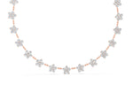 Rose gold Round Diamond Floral Station Necklace with Diamond Accents