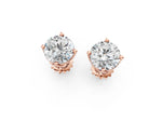 Rose gold Round Diamond Flower Petal Solitaire Stud Earrings_1