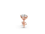 Rose gold Round Diamond Flower Petal Solitaire Stud Earrings_2