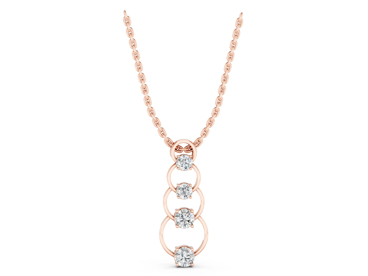 Rose gold Round Diamond Four-Prong Circle Pendant_1
