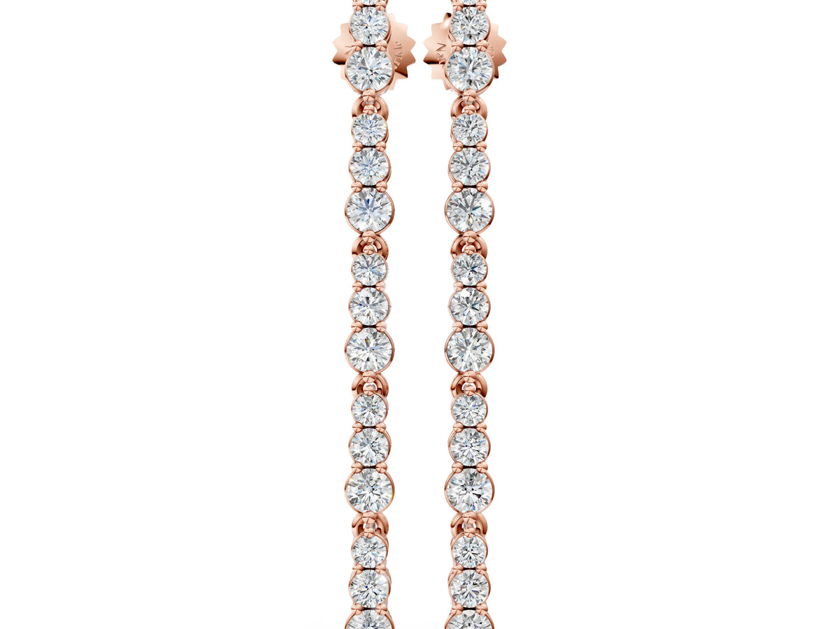 Rose gold Round Diamond Graduated Dangle Earrings