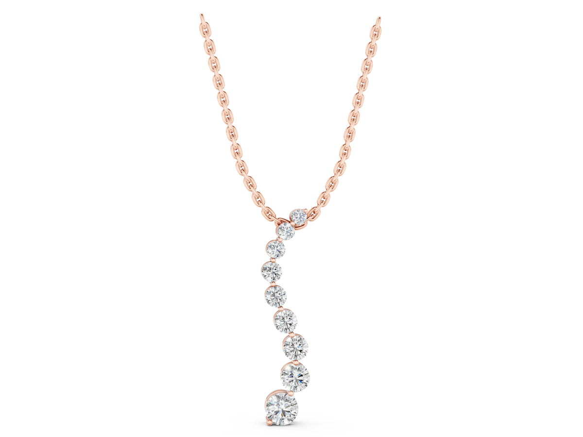 Rose gold Round Diamond Graduated Prong Set Pendant_1