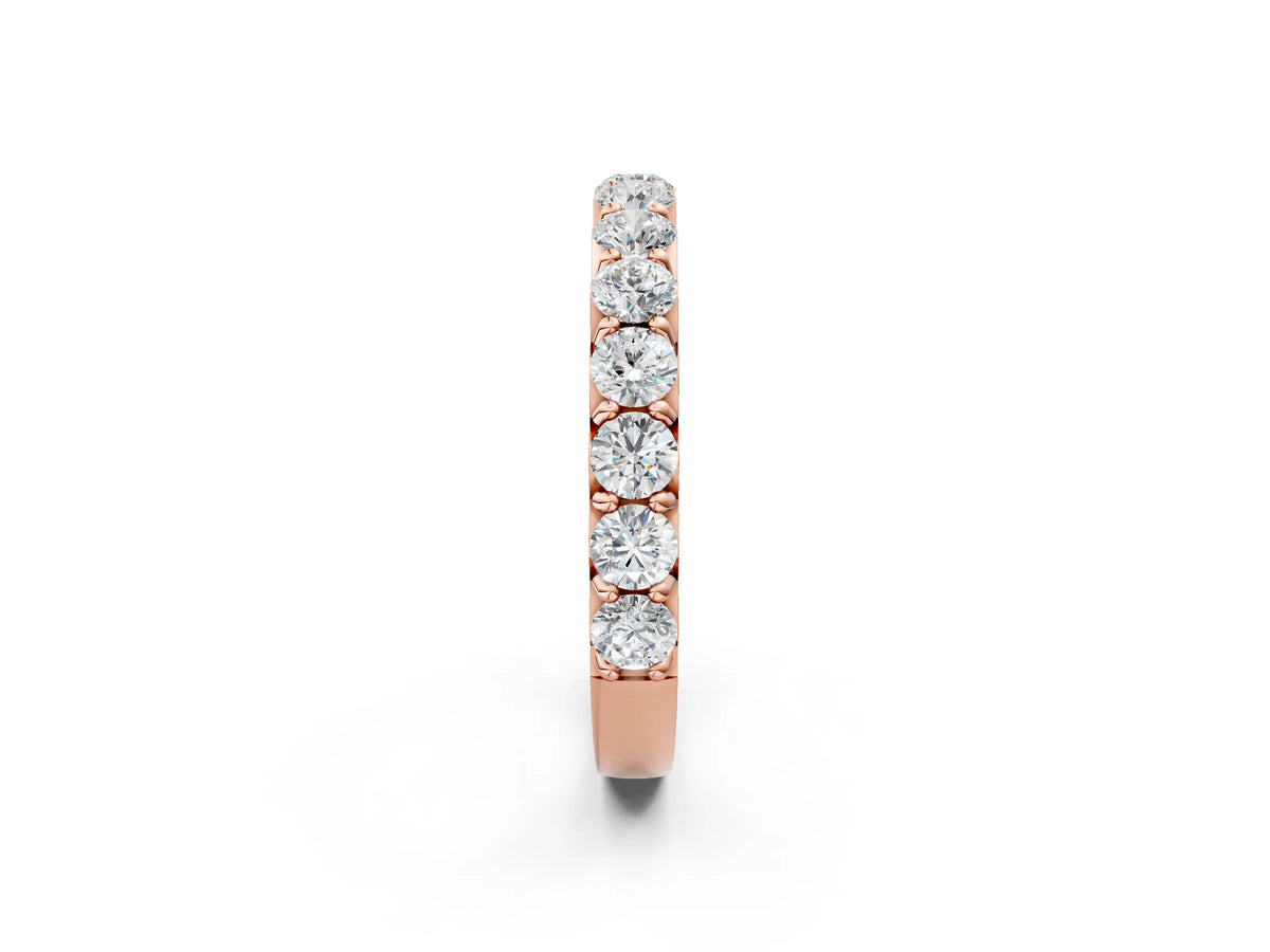 Rose gold Round Diamond Half Eternity Band with Classic Prong Setting_2