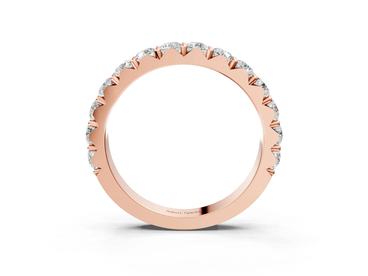 Rose gold Round Diamond Half Eternity Band with Classic Prong Setting_3