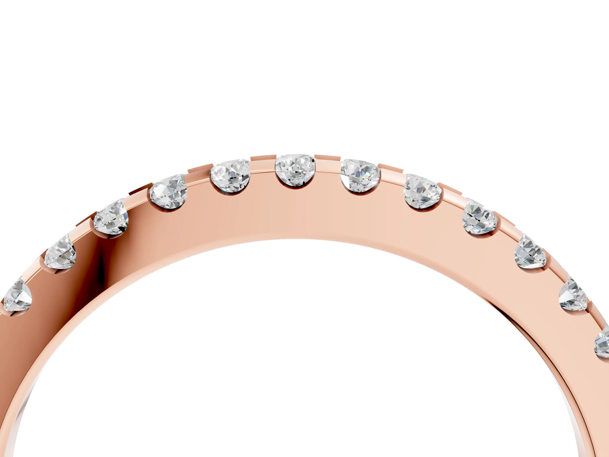 Rose gold Round Diamond Half Eternity Band with Pavé Setting and Shared Prong_4