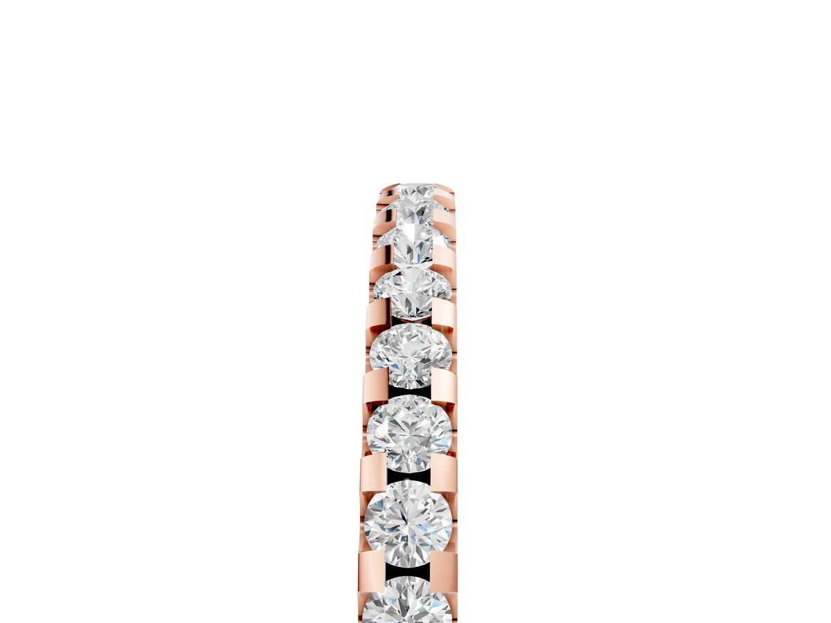 Rose gold Round Diamond Half Eternity Band with Pavé Setting and Shared Prong_5