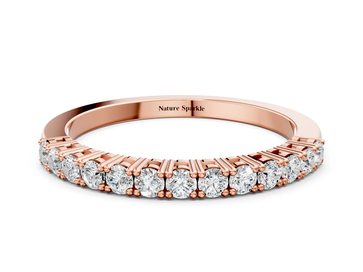 Rose gold Round Diamond Half-Eternity Band with Shared Prong Setting