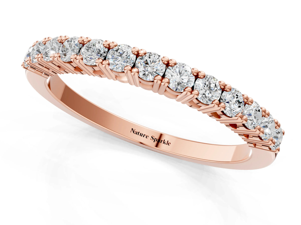 Rose gold Round Diamond Half-Eternity Band with Shared Prong Setting_1