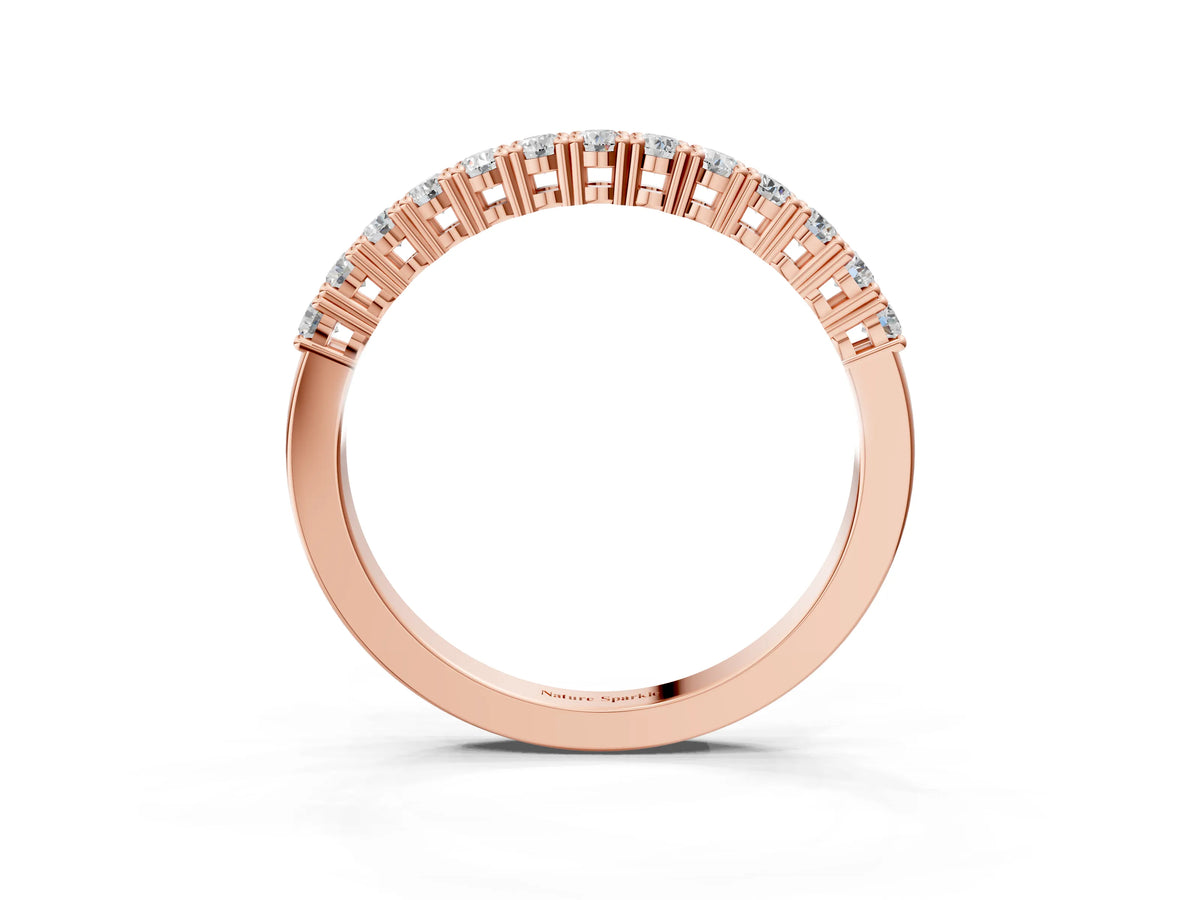 Rose gold Round Diamond Half-Eternity Band with Shared Prong Setting_3