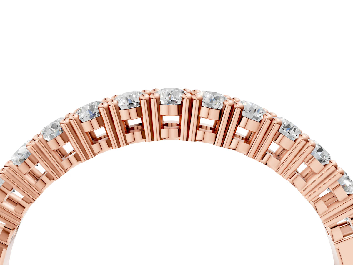 Rose gold Round Diamond Half-Eternity Band with Shared Prong Setting_4