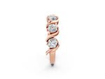 Rose gold Round Diamond Half Eternity Band with Wave Prong Setting_2