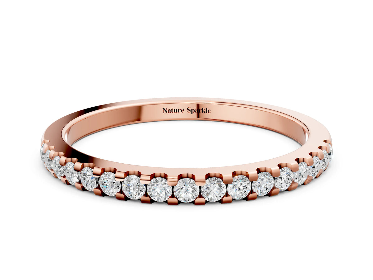 Rose gold Round Diamond Half Eternity Prong Set Band