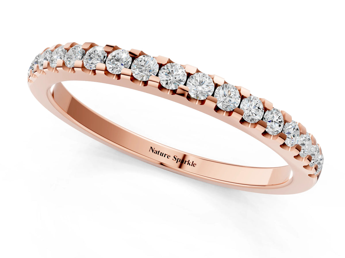Rose gold Round Diamond Half Eternity Prong Set Band_1