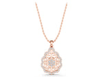 Rose gold Round Diamond Halo Pendant with Filigree Design_1