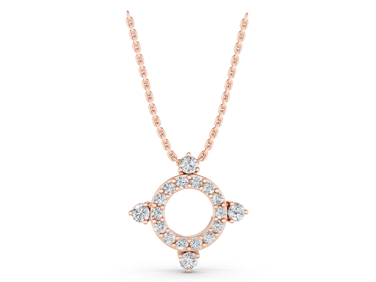 Rose gold Round Diamond Halo Pendant with Four-Prong Setting_1