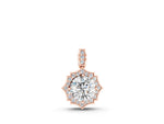 Rose gold Round Diamond Halo Pendant with Milgrain Prong Setting