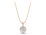 Rose gold Round Diamond Halo Pendant with Milgrain Prong Setting_1