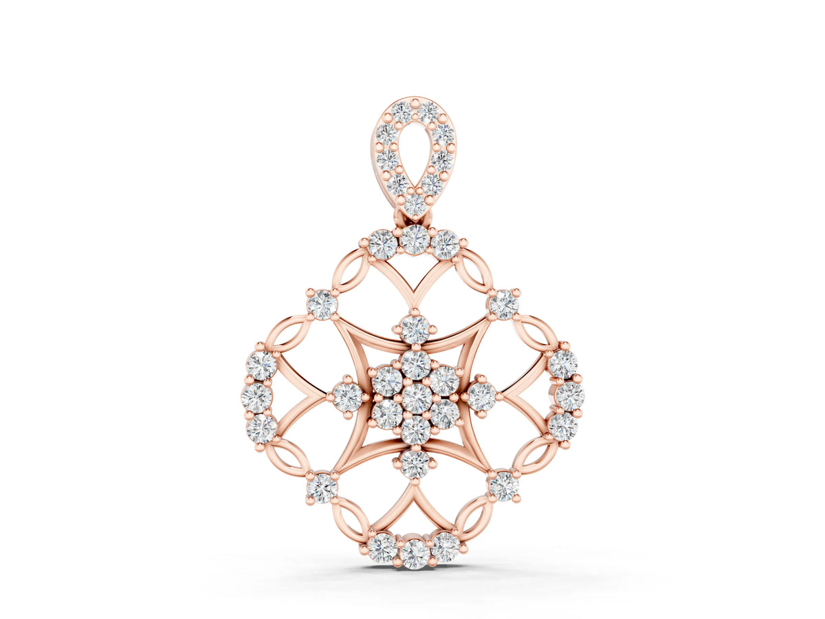 Rose gold Round Diamond Halo Pendant with Pavé Setting