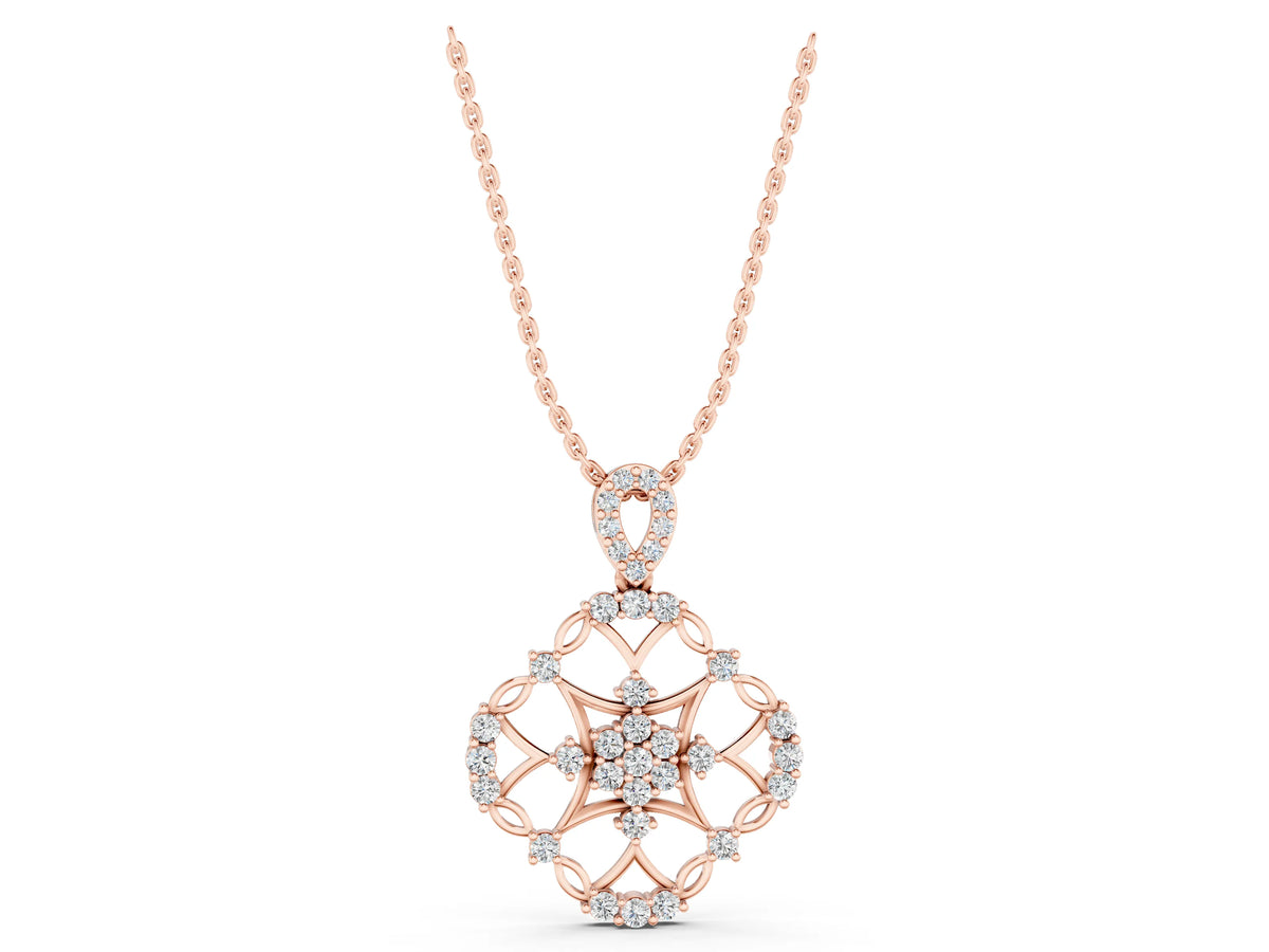 Rose gold Round Diamond Halo Pendant with Pavé Setting_1