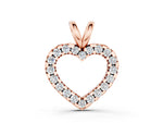 Rose gold Round Diamond Heart Pendant with Pavé Setting