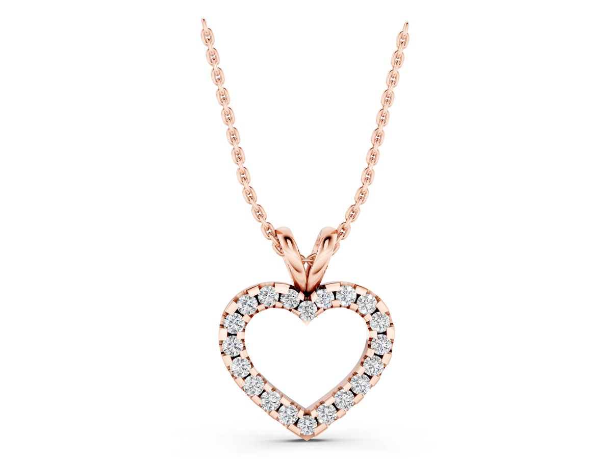 Rose gold Round Diamond Heart Pendant with Pavé Setting_1