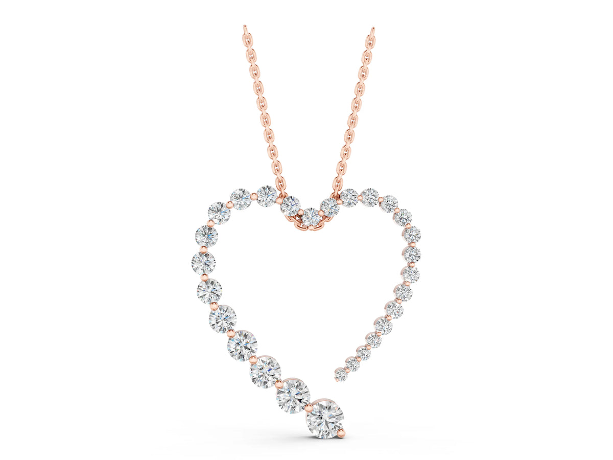 Rose gold Round Diamond Heart Pendant with Prong Setting_1