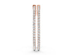 Rose gold Round Diamond Hoop Earrings with Pave Setting and Shared Prong