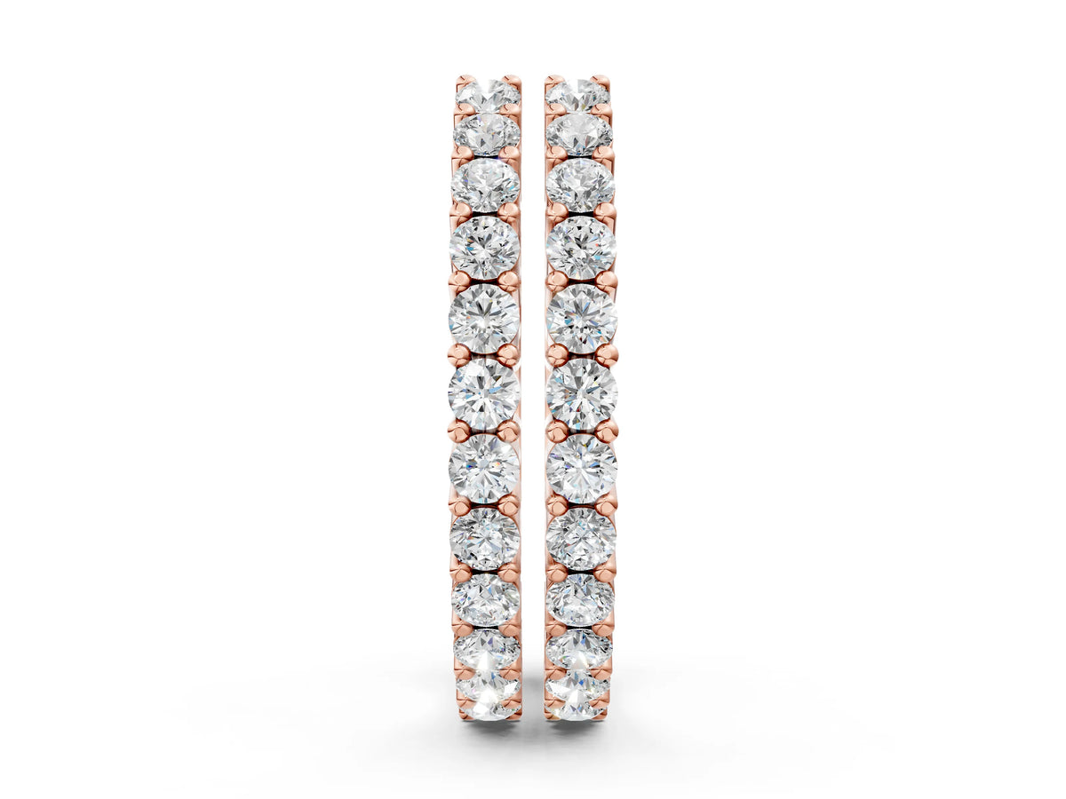 Rose gold Round Diamond Hoop Earrings with Prong Setting