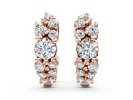 Rose gold Round Diamond Hydrangea Bouquet Hoop Earrings with Diamond Accents