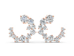 Rose gold Round Diamond Hydrangea Bouquet Open Hoop Earrings
