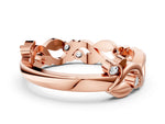 Rose gold Round Diamond Leaf Eternity Band with Bezel Setting