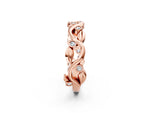 Rose gold Round Diamond Leaf Eternity Band with Bezel Setting_2