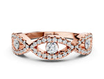 Rose gold Round Diamond Marquise Halo Twist Band with Pavé Setting