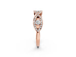 Rose gold Round Diamond Marquise Halo Twist Band with Pavé Setting_2