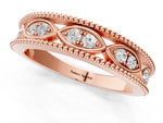 Rose gold Round Diamond Marquise Milgrain Two-Tone Prong Set Band_1