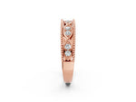 Rose gold Round Diamond Marquise Milgrain Two-Tone Prong Set Band_2