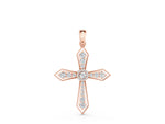 Rose gold Round Diamond Milgrain Cross Pendant with Bezel Setting