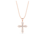 Rose gold Round Diamond Milgrain Cross Pendant with Bezel Setting_1