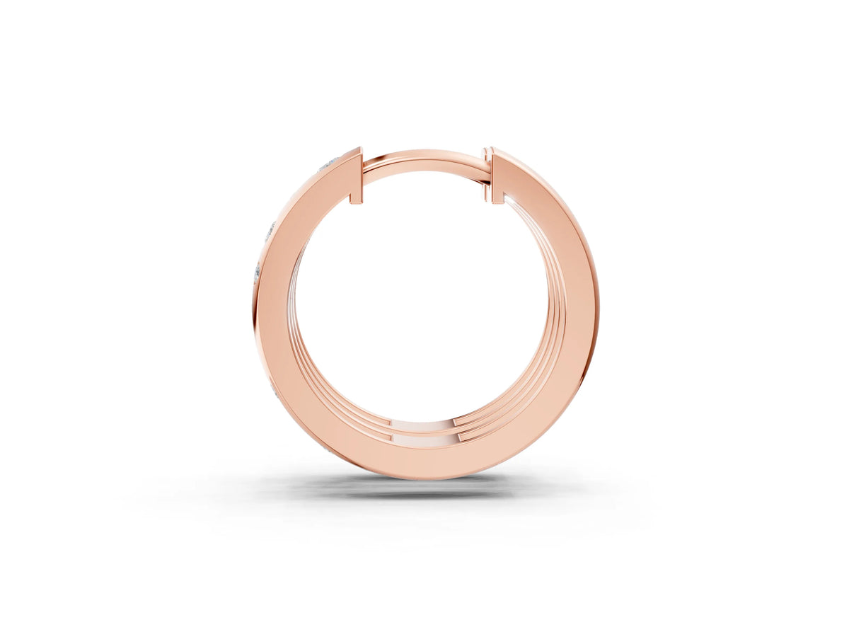 Rose gold Round Diamond Mosaic Hoop Earrings_1