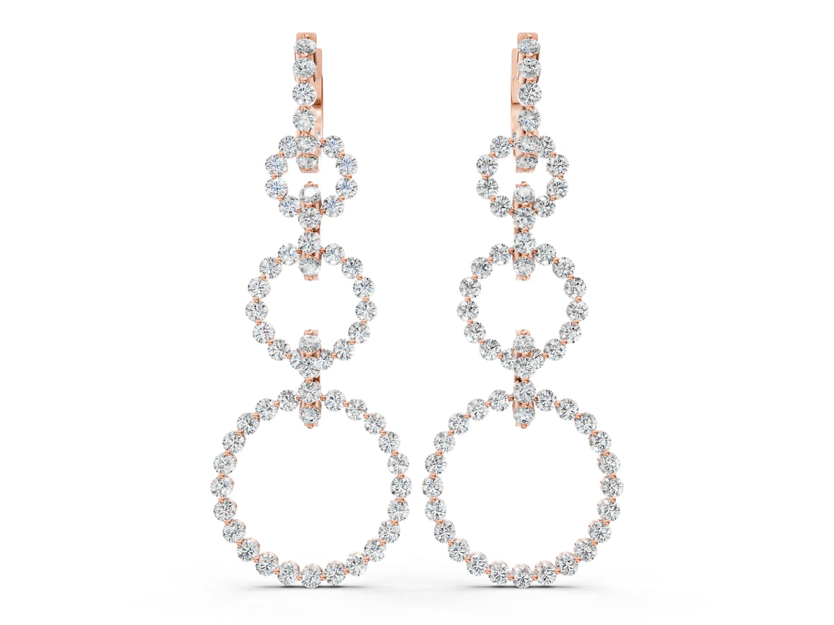 Rose gold Round Diamond Multiway Open Circle Statement Earrings