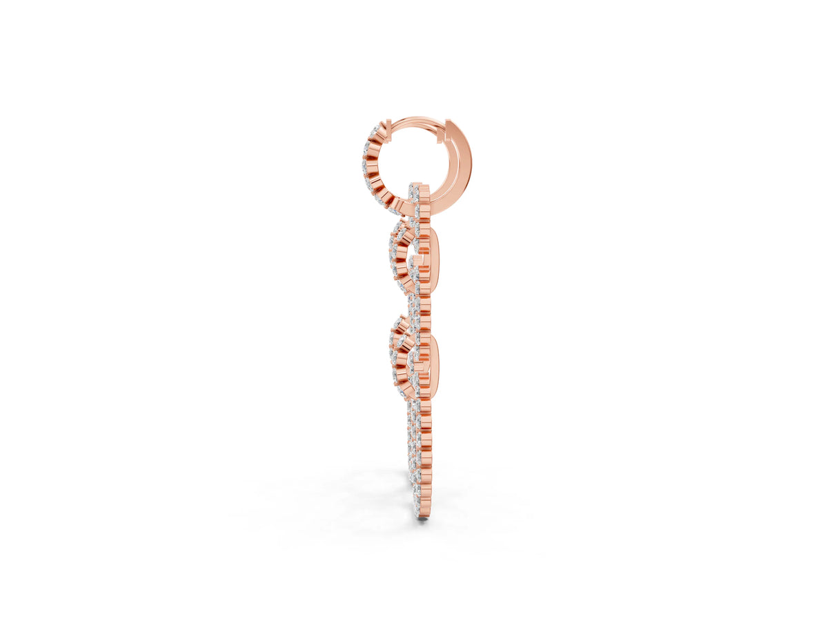 Rose gold Round Diamond Multiway Open Circle Statement Earrings_1