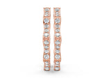 Rose gold Round Diamond Pavé Bamboo Hoop Earrings with Four-Prong Setting