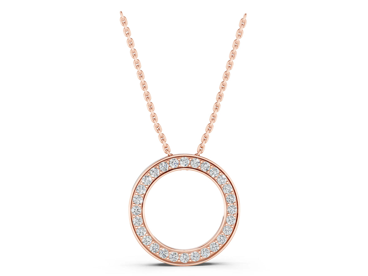 Rose gold Round Diamond Pavé Circle Pendant_1