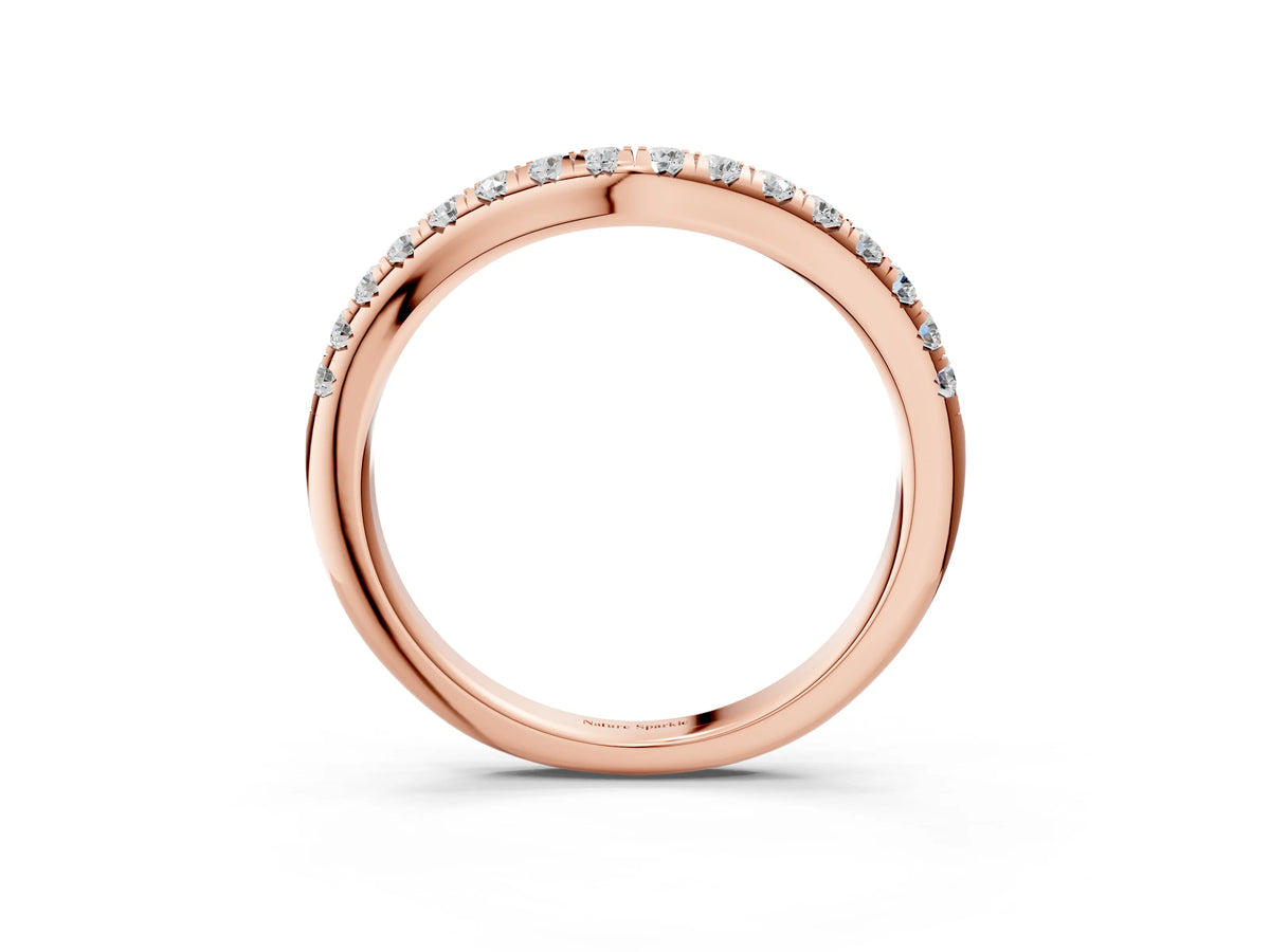 Rose gold Round Diamond Pavé Curved Band with Shared Prong Setting_3